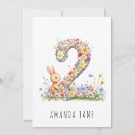 Bunny Floral 2e verjaardag Kaart