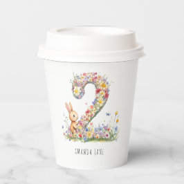 Bunny Floral 2nd Birthday Papieren Bekers
