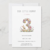 Bunny Floral 3e verjaardag Kaart (Achterkant)