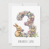 Bunny Floral 3e verjaardag Kaart (Voorkant)