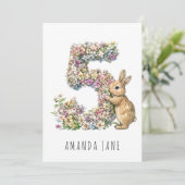 Bunny Floral 5e verjaardag Kaart (Staand voorkant)