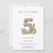 Bunny Floral 5e verjaardag Kaart (Achterkant)