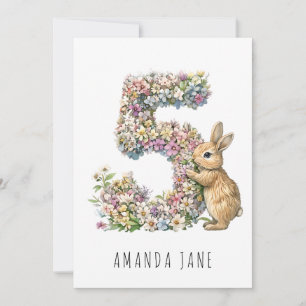 Bunny Floral 5e verjaardag Kaart