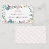 Bunny Floral Baby shower Luier Raffle Ticket Informatiekaartje (Voorkant / Achterkant)