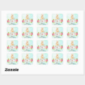 Bunny Floral Baby Tea Party Envelopzegel Vierkante Sticker (Vel)