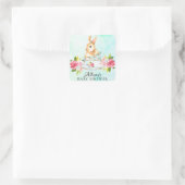 Bunny Floral Baby Tea Party Envelopzegel Vierkante Sticker (Tas)