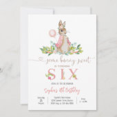 Bunny Floral Birthday Invitation Kaart (Voorkant)