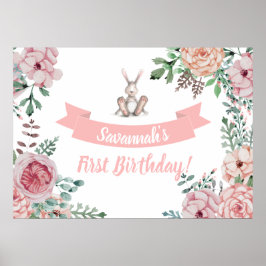 Bunny Floral Birthday Poster