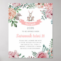 Bunny Floral Birthday Time Capsule Poster