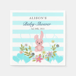 Bunny Floral Blue blauwgroen strepen Jongen Baby s Servet