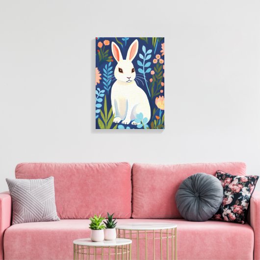 Bunny Floral Canvas Afdruk (Insitu (Woonkamer))