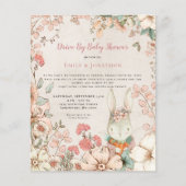 Bunny Floral drive by Baby shower Uitnodiging (Voorkant)