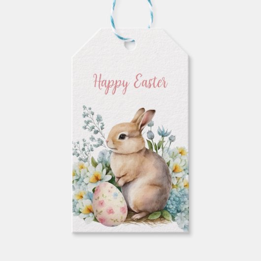 Bunny & Floral Egg Cadeaulabel (Voorkant)