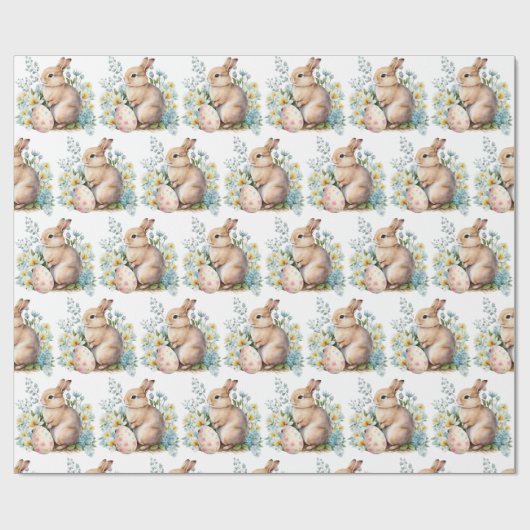 Bunny & Floral Egg Cadeaupapier (Vlak)