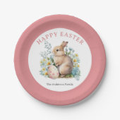 Bunny & Floral Egg Papieren Bordje (Voorkant)