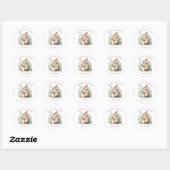 Bunny & Floral Egg Ronde Sticker (Vel)