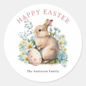 Bunny & Floral Egg Ronde Sticker (Voorkant)