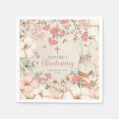 Bunny  Floral Foliage Girl Christening Servet (Voorkant)