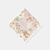 Bunny  Floral Foliage Girl Christening Servet (Hoek)