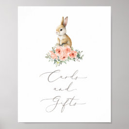 Bunny Floral Girl Birthday Cards and Gifts Sign Poster