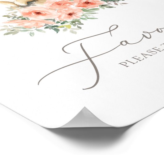 Bunny Floral Girl Birthday Party Favors Sign Poster (Hoek)