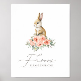 Bunny Floral Girl Birthday Party Favors Sign Poster