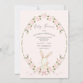 Bunny Floral Hydrangeas Pink Girl Baby Shower Kaart (Voorkant)