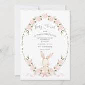 Bunny Floral Hydrangeas Pink Girl Baby Shower Kaart (Voorkant)