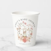  Bunny Floral Name Date Baby shower Papieren Bekers (Voorkant)