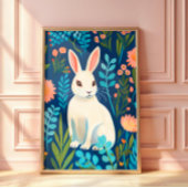 Bunny Floral Poster