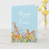  Bunny Floral Spring Paaskaart Kaart (Gele Bloem)