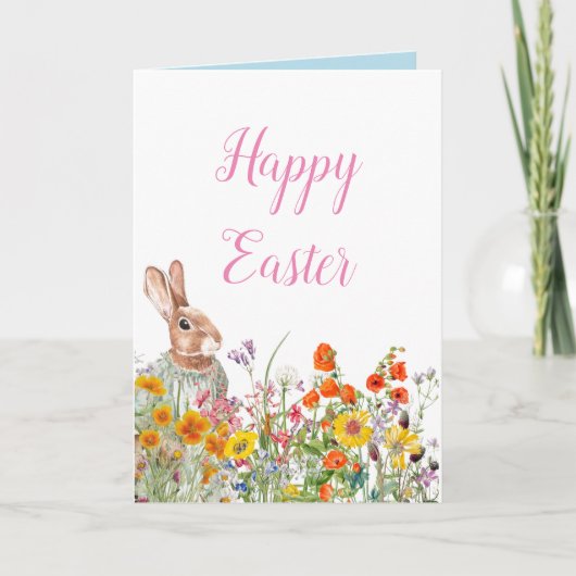  Bunny Floral Spring Paaskaart Kaart (Voorkant)