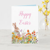  Bunny Floral Spring Paaskaart Kaart (Gele Bloem)
