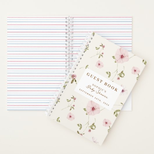 Bunny Floral Waterverf Baby shower Gastenboek Notitieboek (Binnen)