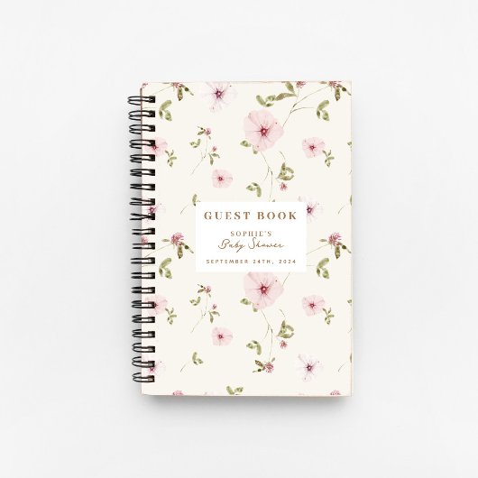 Bunny Floral Waterverf Baby shower Gastenboek Notitieboek