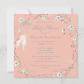 Bunny Floral Wreath Dandelions Baby shower Kaart (Achterkant)