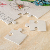  Bunny Floral Wreath Easter Greetings Legpuzzel (Zijkant)