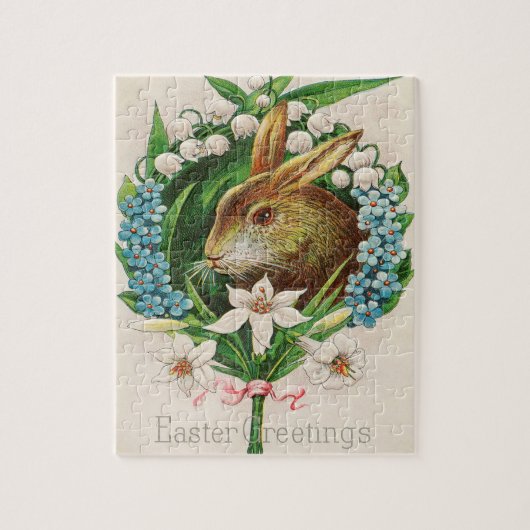  Bunny Floral Wreath Easter Greetings Legpuzzel (Verticaal)