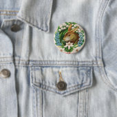  Bunny Floral Wreath Easter Greetings Ronde Button 5,7 Cm (In situ)