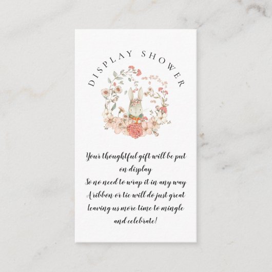  bunny Florals Baby Display Shower Informatiekaartje (Voorkant)