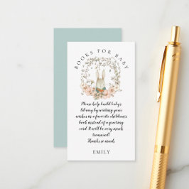  Bunny Florals Boeken voor Boy Baby shower Informatiekaartje