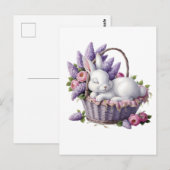 Bunny & Flower Basket Delight Briefkaart (Voorkant / Achterkant)