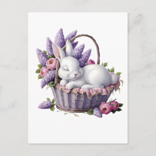 Bunny & Flower Basket Delight Briefkaart (Voorkant)