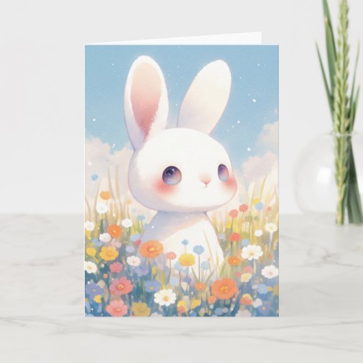 Bunny Flower Bliss Kaart (Voorkant)