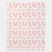 Bunny Flower Crown Pink Fleece Deken (Voorkant)