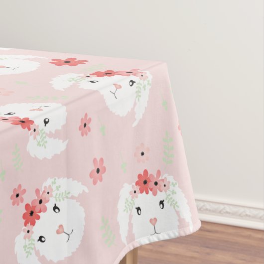 Bunny Flower Crown Pink Tafelkleed (Voorbeeld)