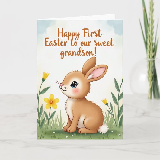 Bunny Flower Easter Card Kaart (Voorkant)