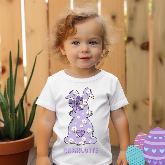 Bunny Flowered Print Paarse T-shirt