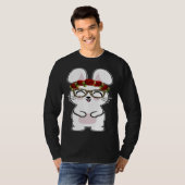Bunny Flowers Leopard Print Glasses Happy Easter W T-shirt (Voorkant volledig)