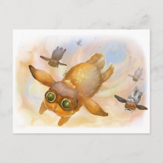 Bunny fly briefkaart (Voorkant)